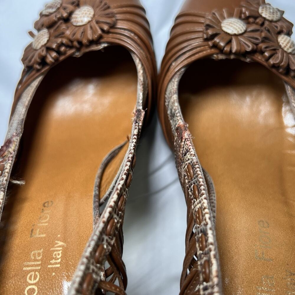 Isabella Fiore Heels Size 7.5 Brown Leather Snakeskin Embossed Flower *Altered - Picture 15 of 15
